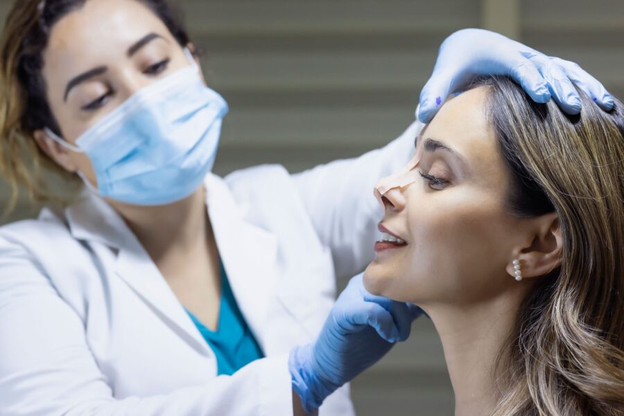 patient following up with their doctor in Manhattan after a rhinoplasty