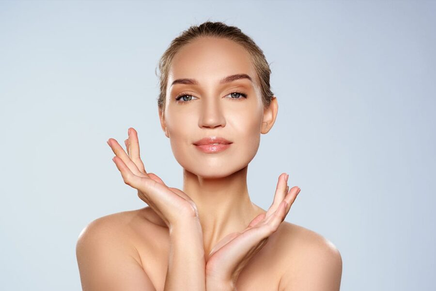 woman after her facelift and brow lift in New York City